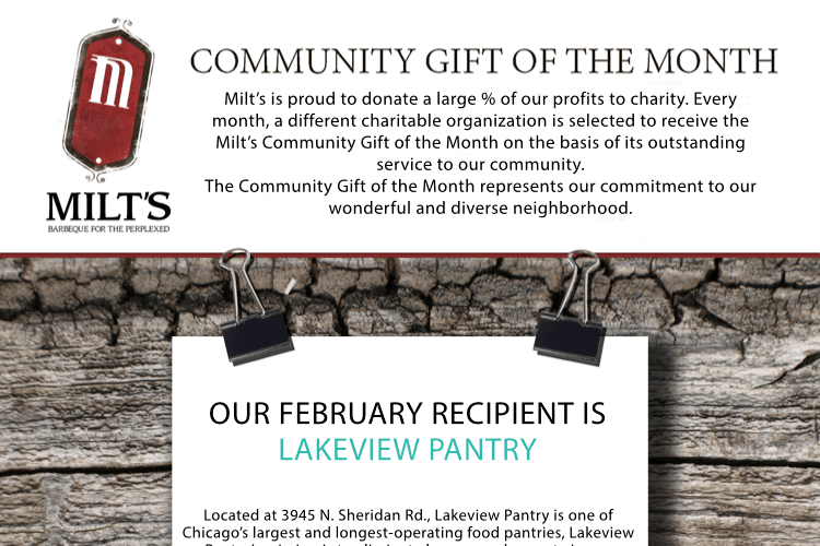 Milt’s BBQ Community Gift of the Month Goes to Nourishing Hope!