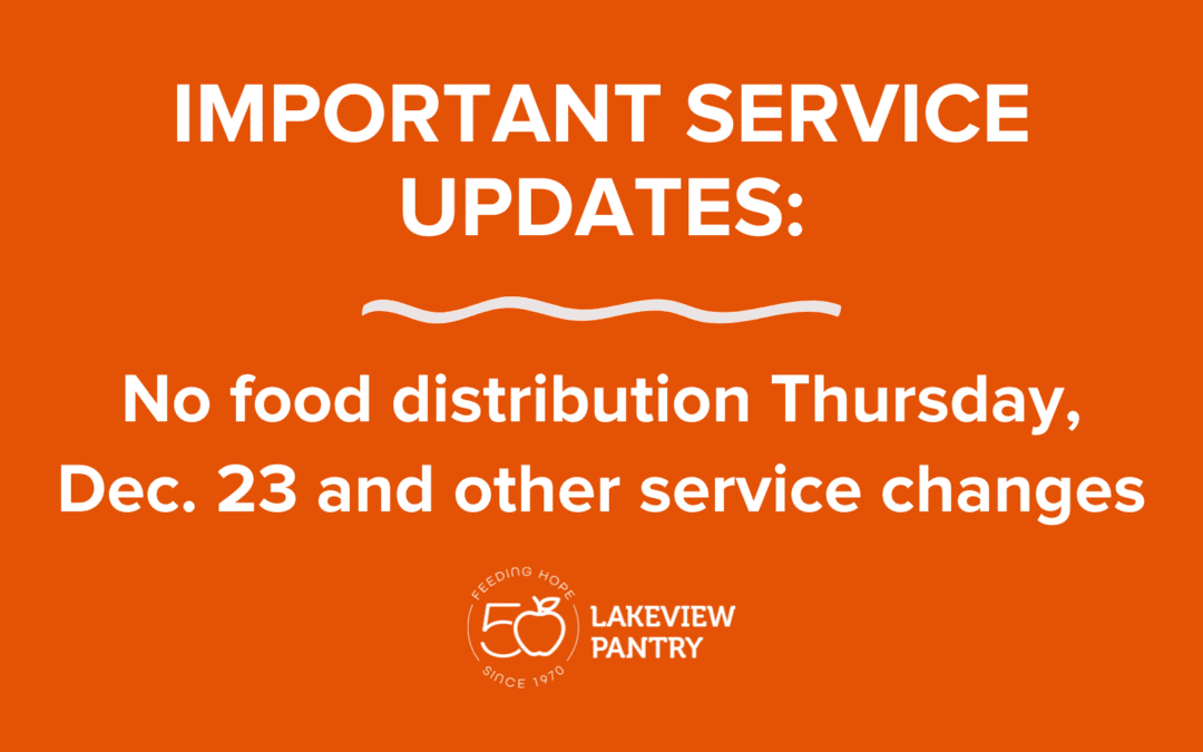 IMPORTANT: No food distribution 12/23 and more service changes