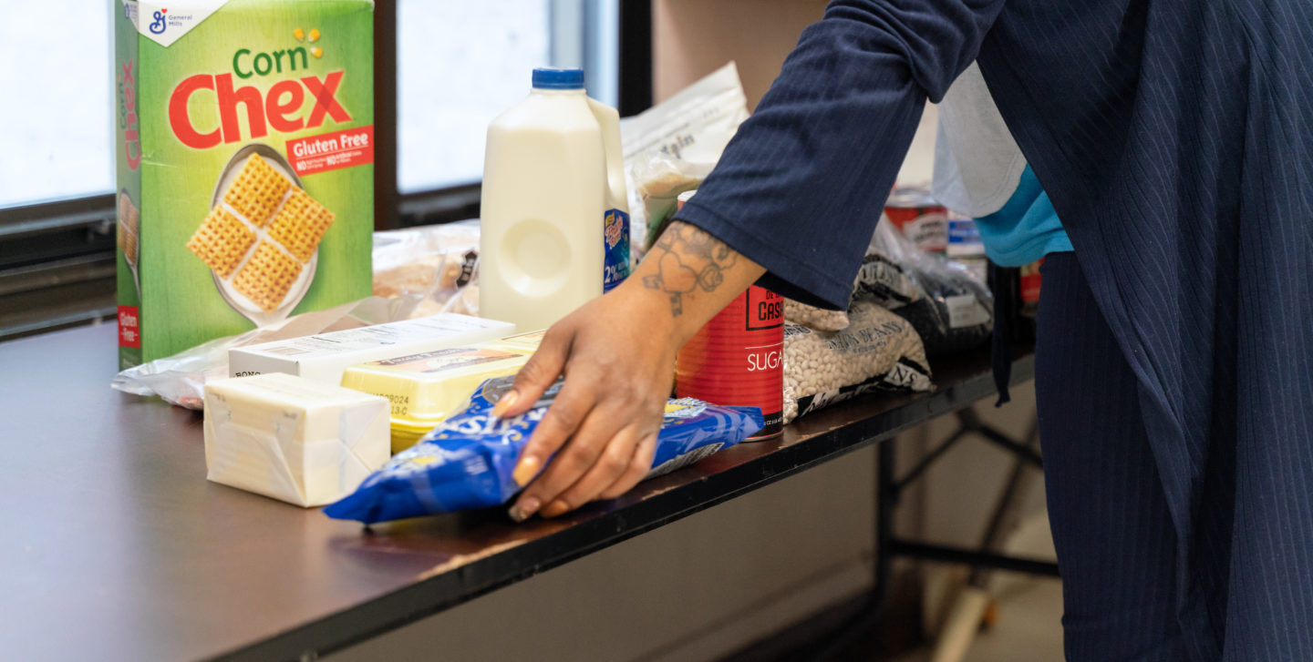 Families order groceries online through the Pantry's online market program. 