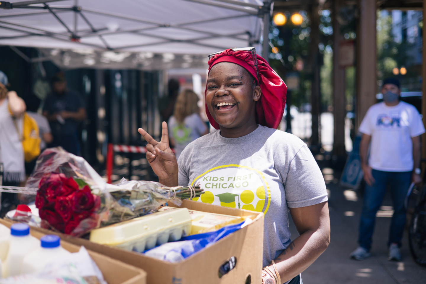 Jamica Holliness receives support from Nourishing Hope and helps other people through Kids First Chicago.