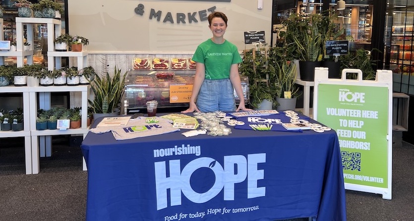 Alyssa Lavroff works at a volunteer event for Nourishing Hope
