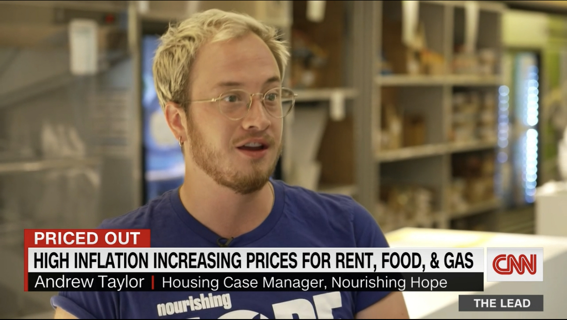 Andrew Taylor, housing case manager for Nourishing Hope, gives an interview on the housing crisis. 
